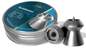 H&N Terminator Airgun Pellets 0.22 Cal, 16.36 Grains, Hollowpoint, 200 Count, Gray, .22 Cal (PY-P-1103