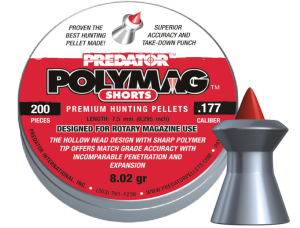 PREDATOR INTERNATIONAL Polymag Short Airgun Pellets, 177 Cal, 8 Grains, 200 ct/400 ct (1010-01)