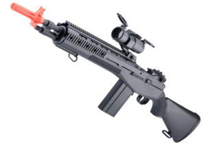 Evike Airsoft - AGM Airsoft M14 SOCOM Airsoft Spring Powered Rifle Package (Color: Black)