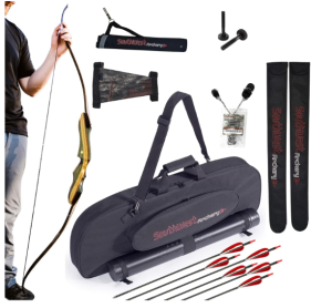 Ultimate Spyder XL 64" 45lb Right Recurve Bow & Universal Traditional Takedown Bow Kit Bundle - Handcrafted Riser & Fiber Glass Maple Limb – Finest Bow and Arrow Set for Adults - Perfect for Hunting