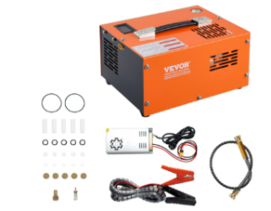 VEVOR PCP Air Compressor 12V DC, PCP Compressor 4500 Psi, Paintball 30MPa Portable PCP Air Compressor, Rifle Pump 110V AC, High Pressure Pump Scuba Tank Compressor Pump, Black