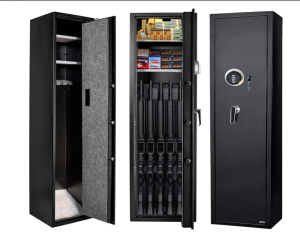  Quicktec Large Rifle Safe, Gun Safe for Home Rifles and Pistols, Quick Access 5-6 Gun Cabinet Shotgun Safe (with/Without Scope) with Pistol Lockbox Slient...