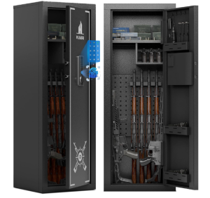 KAER Biometric Gun Safe Rifle,Gun Safes for Rifles and Pistols Holds 14-15 Firearms with Adjustable Racks & Pistol Storage,Fingerprint Keypad Lock Gun...