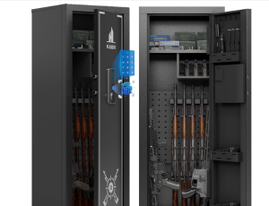 KAER Biometric Gun Safe Rifle,Gun Safes for Rifles and Pistols Holds 14-15 Firearms with Adjustable Racks & Pistol Storage,Fingerprint Keypad Lock Gun...