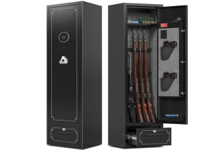 5-6 Gun Safe,Gun Safes for Rifle and Pistols,No Assembly Gun Cabinets,Rifle Safe,GunSafes for Rifle and Shotguns,Gun Safes & Cabinets with Drawer,Indoor Gun Rack,Removable Shelf (L)