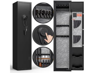 Assembled Gun Safe for Rifles and Pistols with Electronic Lock Steel Gun Cabinet for 3-5 Shotguns 5 Handguns and Ammo Large Rifle Safe for Home Gun Owner with Removable Shelf Gun Rack LED Light