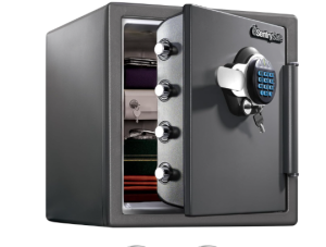 SentrySafe Fireproof Waterproof Digital Cabinet Safe for Home, Alloy Steel Security Safe with Keypad, 1.23 Cubic Feet, Black, SFW123GDC