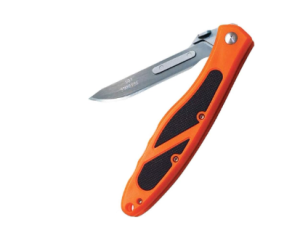 Havalon Piranta-Edge - Outdoor Knife + 12 Replacement Blades, Sharp Skinning Knives for Hunting, Fishing, Deer & Survival, Orange