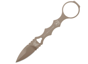 Benchmade SOCP Mini Dagger Tactical Spear-Point Blade, 440C Stainless Steel, Sand Handle with Tan Sheath