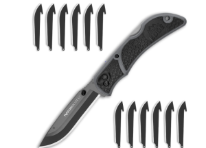 OUTDOOR EDGE 3.5" RazorLite EDC Pocket Knife (Obsidian Black), with Replaceable Blades and Clip, Perfect Carry Knive for Camping, Hunting and Survival, Includes 12 Black Steel Drop Point Blades