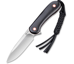  CIVIVI Fixed Blade Elementum Knife 3.98" Blade, Contoured G10 Handles, Belt Knife with Leather Sheath,Tied Paracord Lanyard for Outdoor EDC C2104A