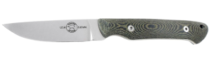 White River Knife & Tool Small Game Hunting Knife Black & Olive Drab Linen Micarta Handle WRSG-LBO