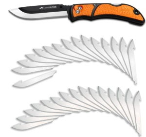 OUTDOOR EDGE 3.5" RazorLite EDC Knife. Pocket Knife with Replaceable Blades and Clip. Perfect For Hunting & Skinning Deer. Blaze Orange with 30 Blades
