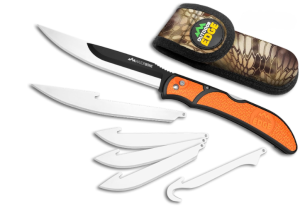  OUTDOOR EDGE RazorBone Replaceable Blade Folding Hunting Knife with Clip & Sheath, 3 Butcher Knife Blade Styles - Boning, Gutting, & Skinning Knives...