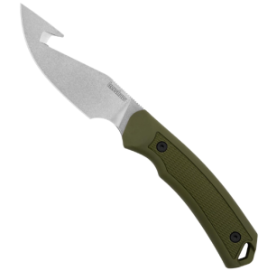 Kershaw Deschutes Skinner Gut Hook Fixed Blade Knife, Olive | 3.9 Inch Steel Fixed Drop Point Blade with Gut Hook, Full Tang Design, EDC, Molded Sheath,...
