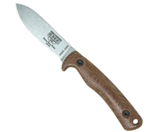  ESEE Knives Ashley Game Hunting Skinning Knife w/Sheath, Made in USA (Brown/S35V/Kydex Sheath)